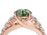 Rose gold Fancy Green Round Cut Brilliant Diamond Pavé Band with Six-Prong Setting_16
