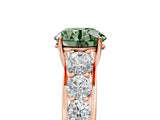 Rose gold Fancy Green Round Cut Brilliant Diamond Pavé Band with Six-Prong Setting_17