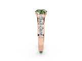 Rose gold Fancy Green Round Cut Brilliant Diamond Pavé Band with Six-Prong Setting_2