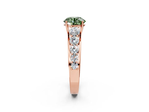 Rose gold Fancy Green Round Cut Brilliant Diamond Pavé Band with Six-Prong Setting_2