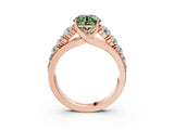 Rose gold Fancy Green Round Cut Brilliant Diamond Pavé Band with Six-Prong Setting_3