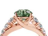 Rose gold Fancy Green Round Cut Brilliant Diamond Pavé Band with Six-Prong Setting_4