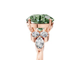 Rose gold Fancy Green Round Cut Brilliant Diamond Solitaire Ring with Pear Side Stones and Four-Prong Setting_8