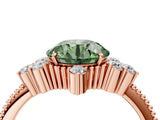 Rose gold Fancy Green Round Cut Brilliant Diamond with Cluster Setting on a Beaded Band and Four-Prong Setting_4