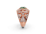 Rose gold Fancy Green Round Cut Brilliant Halo Pave Diamond Milgrain Ring_2