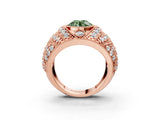 Rose gold Fancy Green Round Cut Brilliant Halo Pave Diamond Milgrain Ring_3