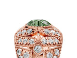 Rose gold Fancy Green Round Cut Brilliant Halo Pave Diamond Milgrain Ring_5