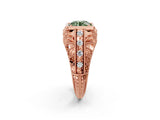 Rose gold Fancy Green Round Cut Brilliant Milgrain Filigree Diamond Ring with Square Prong Setting_2