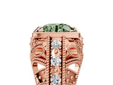 Rose gold Fancy Green Round Cut Brilliant Milgrain Filigree Diamond Ring with Square Prong Setting_5