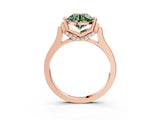 Rose gold Fancy Green Round Cut Brilliant Solitaire Diamond Ring with Channel Set Band and Bar Prong Setting_3