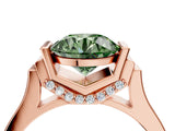 Rose gold Fancy Green Round Cut Brilliant Solitaire Diamond Ring with Channel Set Band and Bar Prong Setting_4