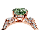 Rose gold Fancy Green Round Cut Brilliant Three-Stone Pave Band with Four-Prong Setting_4