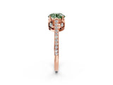 Rose gold Fancy Green Round  Cut Cathedral Pave Diamond Engagement Ring with Six-Prong Setting_34