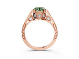 Rose gold Fancy Green Round  Cut Cathedral Pave Diamond Engagement Ring with Six-Prong Setting_35