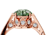 Rose gold Fancy Green Round  Cut Cathedral Pave Diamond Engagement Ring with Six-Prong Setting_36