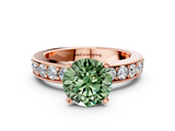 Rose gold Fancy Green Round  Cut Channel Set Diamond Engagement Ring with Four-Prong Setting_247