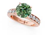 Rose gold Fancy Green Round  Cut Channel Set Diamond Engagement Ring with Four-Prong Setting_248