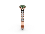 Rose gold Fancy Green Round  Cut Channel Set Diamond Engagement Ring with Four-Prong Setting_249