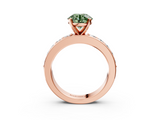 Rose gold Fancy Green Round  Cut Channel Set Diamond Engagement Ring with Four-Prong Setting_250