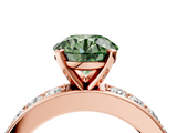Rose gold Fancy Green Round  Cut Channel Set Diamond Engagement Ring with Four-Prong Setting_251