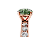 Rose gold Fancy Green Round  Cut Channel Set Diamond Engagement Ring with Four-Prong Setting_252