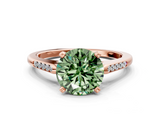 Rose gold Fancy Green Round  Cut Channel Set Solitaire Engagement Ring with Four-Prong Setting_221
