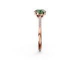 Rose gold Fancy Green Round  Cut Channel Set Solitaire Engagement Ring with Four-Prong Setting_223