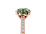 Rose gold Fancy Green Round  Cut Channel Set Solitaire Engagement Ring with Four-Prong Setting_226