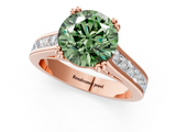 Rose gold Fancy Green Round  Cut Channel Set Solitaire Engagement Ring with Prong Setting_21
