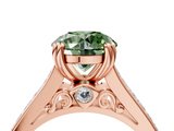 Rose gold Fancy Green Round  Cut Channel Set Solitaire Engagement Ring with Prong Setting_24