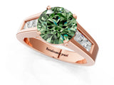 Rose gold Fancy Green Round Cut Cut Channel Set Solitaire Ring with Four-Prong Setting_1