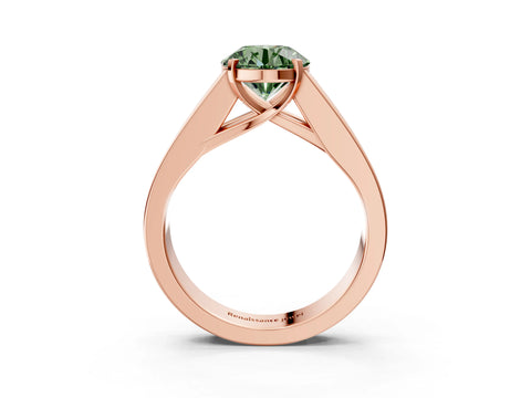 Rose gold Fancy Green Round Cut Cut Channel Set Solitaire Ring with Four-Prong Setting_3