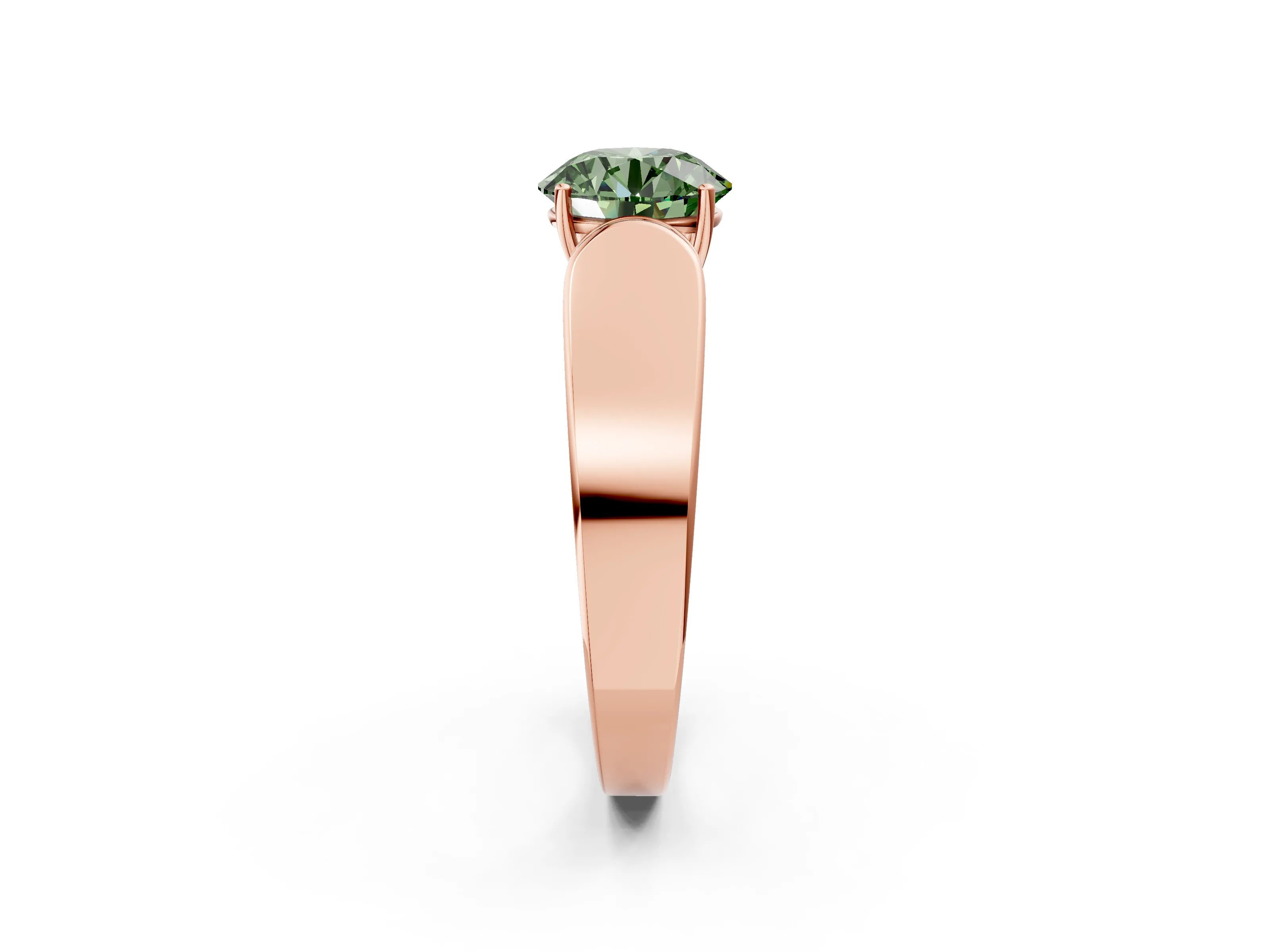 Rose gold Fancy Green Round Cut Cut Diamond Channel Set Solitaire Ring with Four-Prong Setting_2
