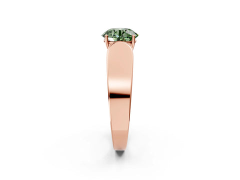Rose gold Fancy Green Round Cut Cut Diamond Channel Set Solitaire Ring with Four-Prong Setting_2