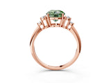 Rose gold Fancy Green Round Cut Cut Diamond Cluster Ring with Solitaire Band and Four-Prong Setting_15