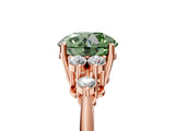 Rose gold Fancy Green Round Cut Cut Diamond Cluster Ring with Solitaire Band and Four-Prong Setting_17