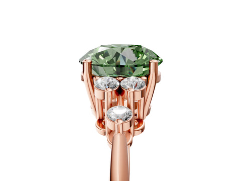 Rose gold Fancy Green Round Cut Cut Diamond Cluster Ring with Solitaire Band and Four-Prong Setting_17