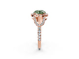 Rose gold Fancy Green Round Cut Cut Diamond Halo Engagement Ring with Open Split Pavé Band_2