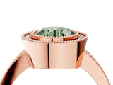 Rose gold Fancy Green Round Cut-Cut Diamond Halo Engagement Ring with Pave Band and Prong Setting_4