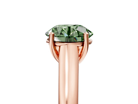 Rose gold Fancy Green Round Cut Cut Diamond Solitaire Engagement Ring with Tapered Plain Band and Four-Prong Setting_5
