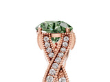 Rose gold Fancy Green Round Cut Cut Diamond Twisted Band with Milgrain Pave Setting and Four-Prong Setting_5