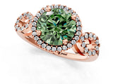 Rose gold Fancy Green Round Cut Cut Halo Diamond Infinity Band with Four-Prong Setting_1