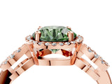 Rose gold Fancy Green Round Cut Cut Halo Diamond Infinity Band with Four-Prong Setting_4