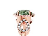 Rose gold Fancy Green Round Cut Cut Halo Diamond Infinity Band with Four-Prong Setting_5