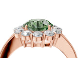 Rose gold Fancy Green Round Cut Cut Halo Diamond Pavé Engagement Ring with Milgrain Detailing_4