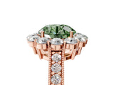 Rose gold Fancy Green Round Cut Cut Halo Diamond Pavé Engagement Ring with Milgrain Detailing_5