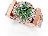 Rose gold Fancy Green Round Cut Cut Halo Split Shank Prong Set Ring_1