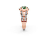 Rose gold Fancy Green Round Cut Cut Halo Split Shank Prong Set Ring_2