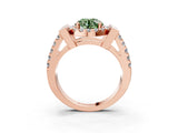Rose gold Fancy Green Round Cut Cut Halo Split Shank Prong Set Ring_3