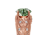 Rose gold Fancy Green Round Cut Cut Milgrain Pave Diamond Engagement Ring with Four-Prong Setting_8